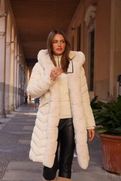 Ecru Faux Fur Edge Detail Padded Coat -Winter Fashion Shop 0395dec2ab3e28d9633eeea9eecc8daa1f35b32a