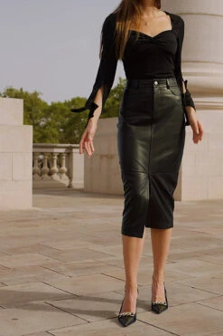 Black Leather Pencil Skirt With Split -Winter Fashion Shop 06006e36fa65eb02f95ea50cf42db82e5c2dc56d