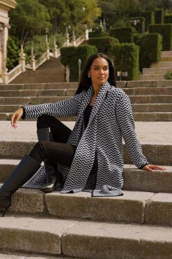 Black & White Herringbone Knit Longline Cardigan With Scarf 13 Black & White Herringbone Knit Longline Cardigan With Scarf -Winter Fashion Shop 0c510e7b6237a964d70385d1e2e786b0638d83a6