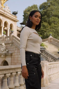 Champagne Gold Metallic Cut Out Knitted Top -Winter Fashion Shop 0db926222daa015da242a6424d91c64ef6e8d245