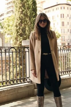 Camel Faux Wool Notch Neck Coat -Winter Fashion Shop 115564f16ce35e628b6b64974d4a3282c721e97b