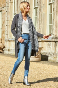 Charcoal Longline Zip Pocket Cardigan -Winter Fashion Shop 2020 08 31 aynhoe park sosandar49406