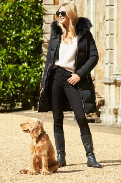 Black Faux Fur Trim Luxe Longline Padded Coat -Winter Fashion Shop 2020 08 31 aynhoe park sosandar49605