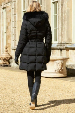 Black Faux Fur Trim Luxe Longline Padded Coat -Winter Fashion Shop 2020 08 31 aynhoe park sosandar49716