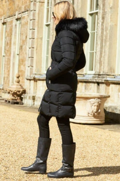 Black Faux Fur Trim Luxe Longline Padded Coat -Winter Fashion Shop 2020 08 31 aynhoe park sosandar49774