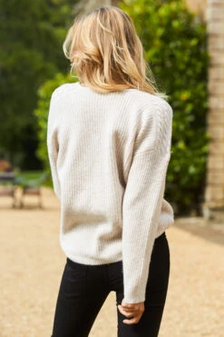 Natural Cable Shoulder V Neck Jumper -Winter Fashion Shop 2020 08 31 aynhoe park sosandar50009