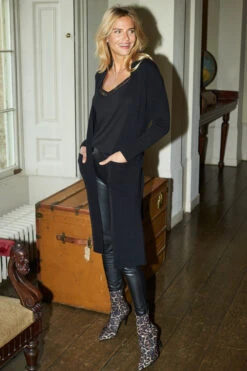 Black Longline Belted Cardigan With Pockets -Winter Fashion Shop 2020 08 31 aynhoe park sosandar51544