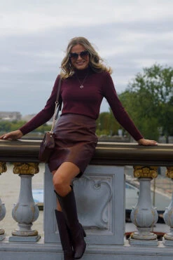 Wine Leather A-Line Skirt -Winter Fashion Shop 2addd4ef475ee5782bdb60d633bac1413e9e3f3a