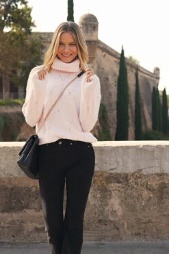 Soft Pink Roll Neck Pointelle Jumper -Winter Fashion Shop 2bbd9f22ce8854d7f0caf51d7956de9c60013b91