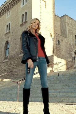 Black Faux Shearling Biker Jacket -Winter Fashion Shop 4cb05980bd1ce80e77b48bade8dc7e3eeb5c1bcf