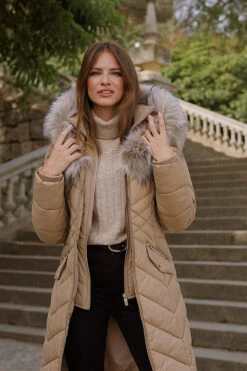 Camel Faux Fur Shawl Collar Padded Coat -Winter Fashion Shop 4e2e089fa081a49e8439767f41a8fa4169eb4737