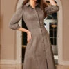 Taupe Faux Suede Popper Front Shirt Dress 1 Taupe Faux Suede Popper Front Shirt Dress -Winter Fashion Shop 50 a22dp006bn0003 062 taupe rt2