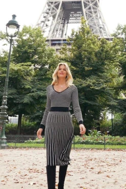 Black & White Stripe Fit & Flare Knitted Dress 13 Black & White Stripe Fit & Flare Knitted Dress -Winter Fashion Shop 576ce1fb06ac487cf2ee91fce9b8f5885248f1c0