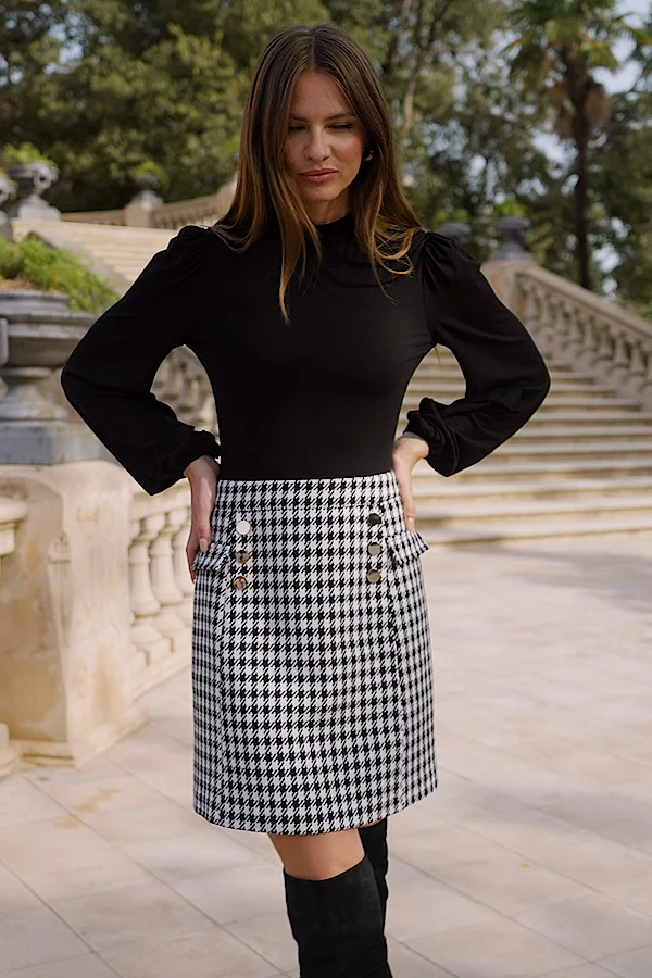 Black & White Dogtooth Two Part Dress 8 Black & White Dogtooth Two Part Dress - Image 6