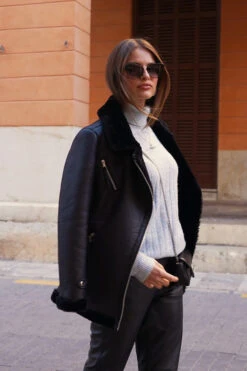 Black Faux Shearling Belted Biker Jacket -Winter Fashion Shop 6b8ed8cbaad6ce69f719f4290209c5606b6bfb01