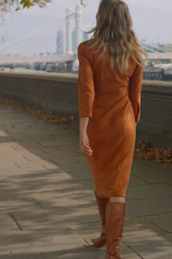 Tan Ruched Front Faux Suede Midi Shirt Dress -Winter Fashion Shop 7986f92155b0a4fa2f041175188b04b2af48c630