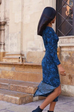 Blue & Black Heart Print Ruched Front Midi Jersey Dress 13 Blue & Black Heart Print Ruched Front Midi Jersey Dress -Winter Fashion Shop 8b055f5b03ab9f636b9f73e0812122b8ceda8640