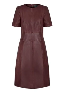 Burgundy Leather Panelled Shift Dress 16 Burgundy Leather Panelled Shift Dress -Winter Fashion Shop a19dl004rd00040010 burgundy panel detail dress copy