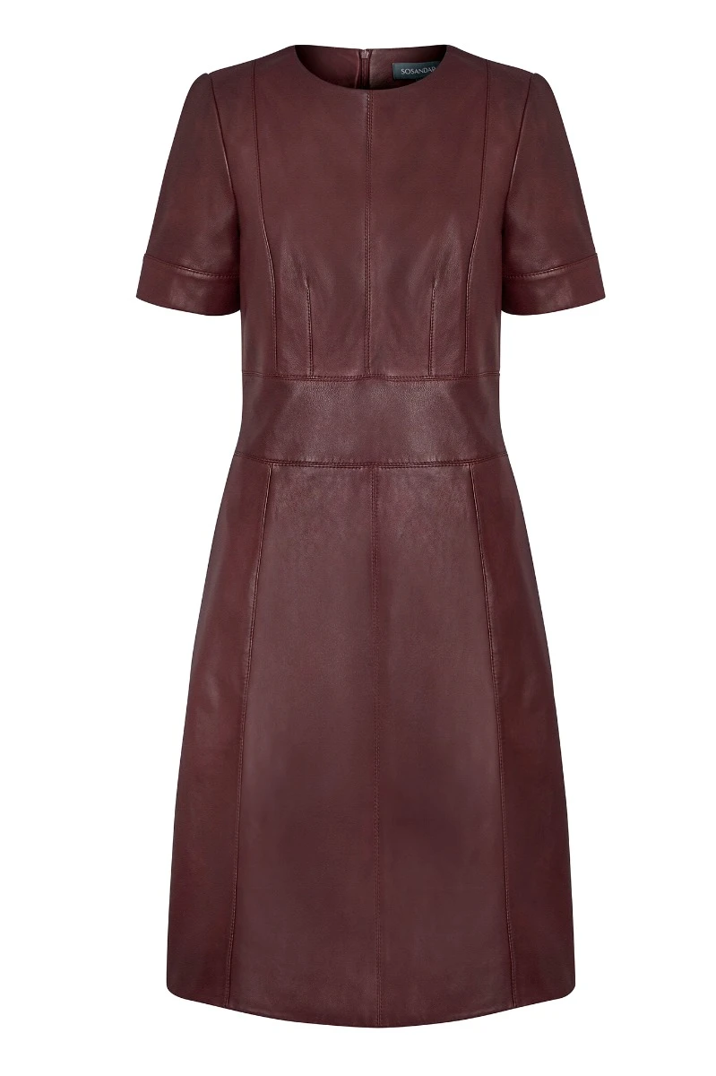 Burgundy Leather Panelled Shift Dress 9 Burgundy Leather Panelled Shift Dress - Image 7