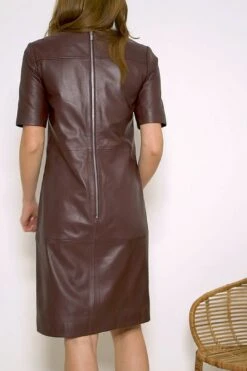 Burgundy Leather Zip Detail Shift Dress -Winter Fashion Shop a81af915e4402966f2606e813980a0f592d789f5