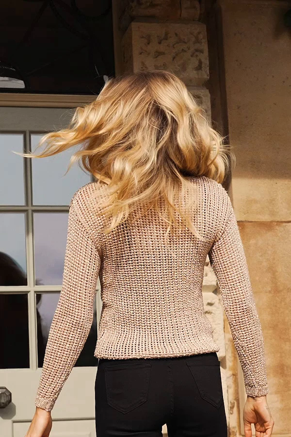 Rose Gold Metallic Open Knit Jumper 8 Rose Gold Metallic Open Knit Jumper - Image 6