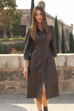 Chocolate Brown Leather Popper Front Shirt Dress 13 Chocolate Brown Leather Popper Front Shirt Dress -Winter Fashion Shop cbaf558cedd6fbee433c05acb4fc64448f8410ef
