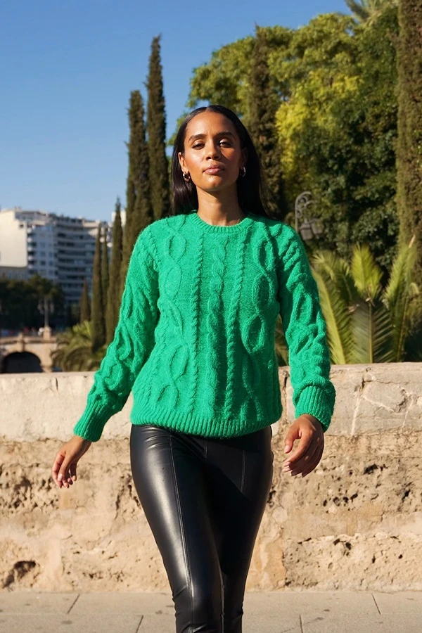 Jade Green Supersoft Cable Knit Jumper 7 Jade Green Supersoft Cable Knit Jumper - Image 5