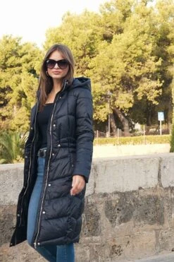 Black Longline Padded Coat With Hood -Winter Fashion Shop fbca08db5b8e3f160ceed9a2c4acf77ef14bfd46