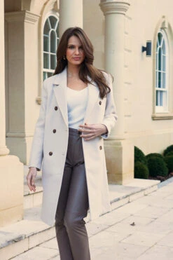 Ecru Double Breasted Coat -Winter Fashion Shop ffe906dbf68c9a4ce2ff5f3e7b018204e273af40