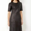 Black Leather Zip Detail Shift Dress 2 Black Leather Zip Detail Shift Dress -Winter Fashion Shop s20dl010bk0001 crop