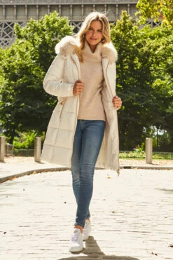 Cream Faux Fur Trim Luxe Longline Padded Coat -Winter Fashion Shop web 04 s20ow009nl s21tk375nl a20bd002be 089