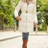 Cream Faux Fur Trim Luxe Longline Padded Coat