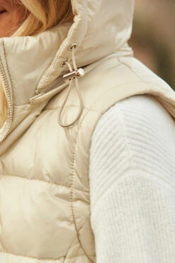 Stone Hooded Padded Gilet With Zip Pockets -Winter Fashion Shop web 101 a21tk502 a20ow005st 059