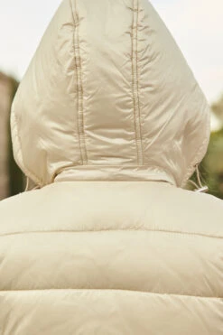 Stone Hooded Padded Gilet With Zip Pockets -Winter Fashion Shop web 101 a21tk502 a20ow005st 065