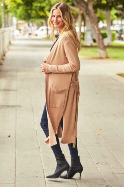 Camel Longline Belted Cardigan With Pockets 8 Camel Longline Belted Cardigan With Pockets -Winter Fashion Shop web 109 aw20tk065 065 1