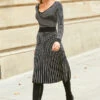 Black & White Stripe Fit & Flare Knitted Dress -Winter Fashion Shop web 22 s21dk314pt 004