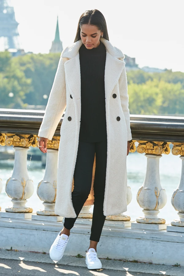 Cream Super Cosy Longline Borg Coat 9 Cream Super Cosy Longline Borg Coat - Image 7