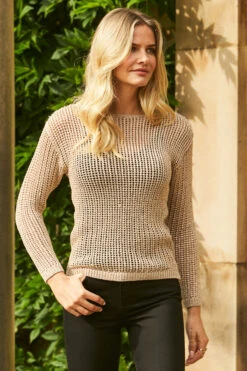 Rose Gold Metallic Open Knit Jumper 11 Rose Gold Metallic Open Knit Jumper -Winter Fashion Shop web 34 s21tk106mc 072