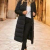 Black Longline Padded Coat With Removable Hood -Winter Fashion Shop web 60 a21ow011 025