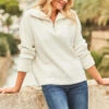 Ivory Super Soft Half Zip Rib Jumper -Winter Fashion Shop web 61 a21tk502 088