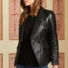 Black Premium Leather Blazer With Pockets -Winter Fashion Shop web s21 s21ol001 s21tj064bk 062