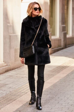 Black Premium Faux Fur Coat With Pockets -Winter Fashion Shop web 0063 sosandar november 20190580 1
