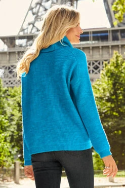 Bright Blue Roll Neck Super Soft Knitted Jumper -Winter Fashion Shop web 04 s20ow009nl s21tk375nl a20bd002be 058