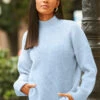 Pale Blue High Neck Folded Cuff Jumper -Winter Fashion Shop web 12 a19ol004pt0004 204 rt2 1