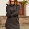 Charcoal Grey Half Zip Knitted Dress
