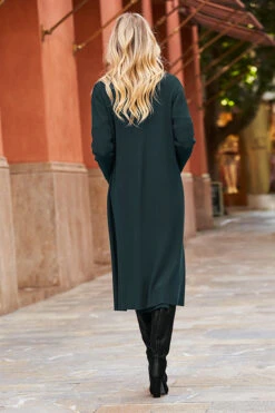 Dark Green Longline Button Front Cardigan -Winter Fashion Shop web 14 a21dk501 a21tk500 a21fw045pt 180 green rt