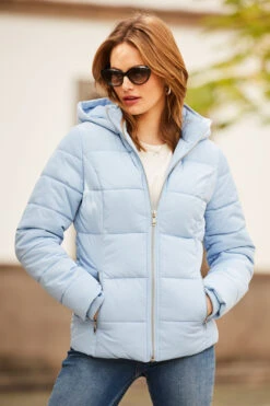 Powder Blue Premium Padded Jacket With Silver Zip Pockets -Winter Fashion Shop web 17 a21ow091be 177