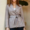 Taupe Luxe Leather Belted Blazer -Winter Fashion Shop web 19 s23dj081bk0001 095
