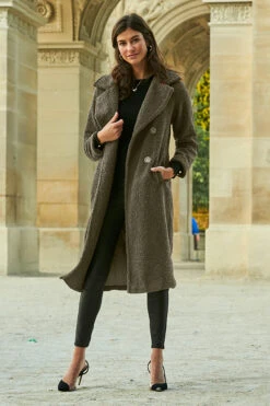 Khaki Green Super Cosy Longline Borg Coat