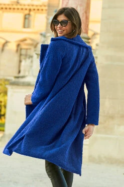 Cobalt Blue Super Cosy Longline Borg Coat -Winter Fashion Shop web 1 a21ow001bn a20bd020bk 122 cobalt rt
